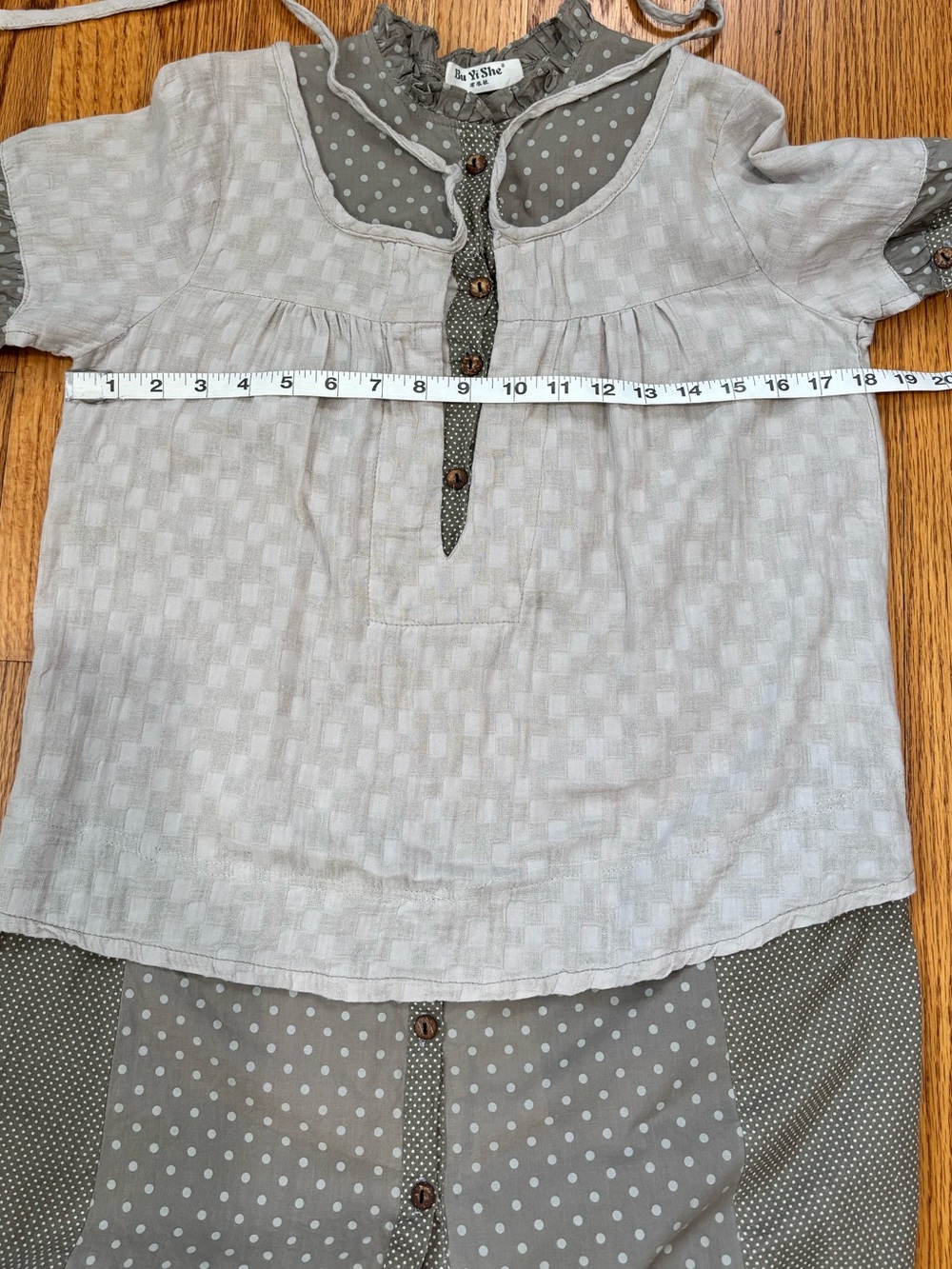 Vintage 90's boho slouchy cottage colorblock short sleeve layered mini dress - Picture 11 of 14